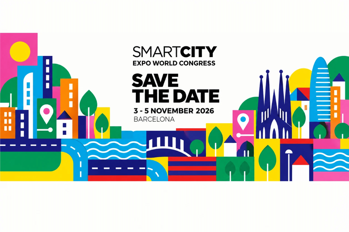 Cartel de Smart City Expo World Congress 2026, que anuncia la celebración del evento del 3 al 5 de noviembre en Barcelona, dedicado a las ciudades inteligentes.